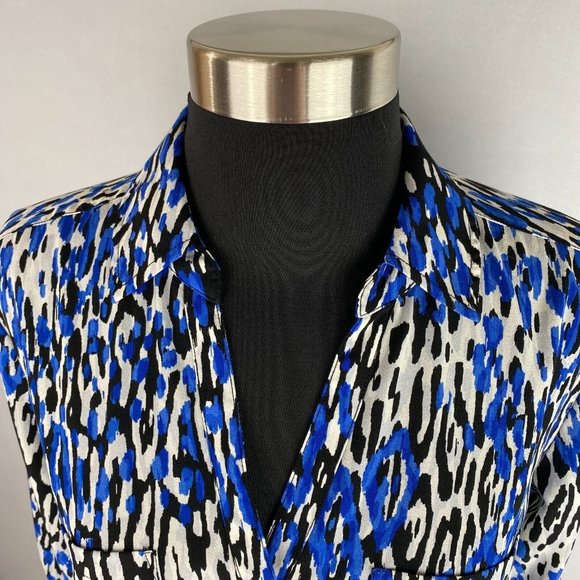 Talbots Nantucket Petites LP Multicolor Patterned Button Down Roll Tab Sleeves - Picture 6 of 12